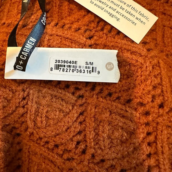 Coco + Carmen Open Front Cardigan Scallop Arm Hem 3/4 Sleeve S/M Rust Orange - Picture 6 of 9